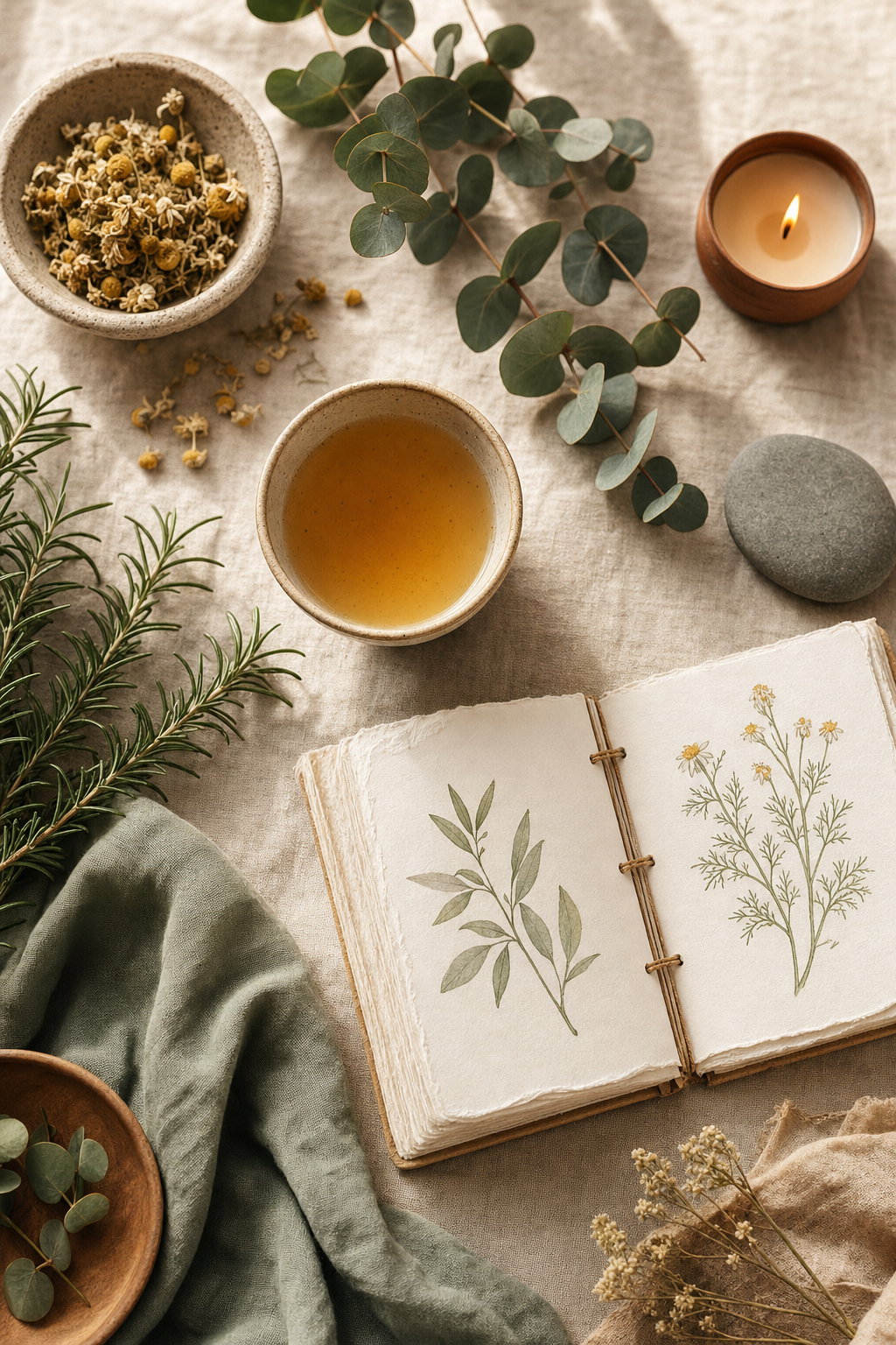 Holistic medicine — herbs, leaves, and natural remedies