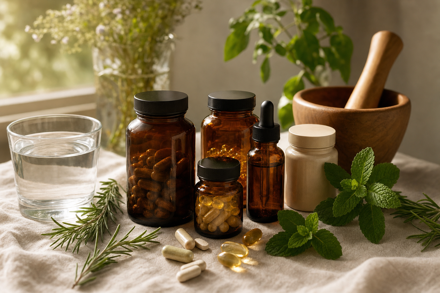 Practitioner-grade supplements and fresh herbs